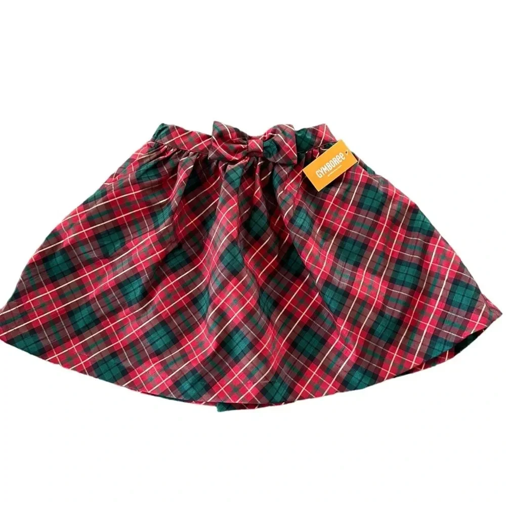NWT Gymboree girls Plaid Holiday Skirt A Royal Christmas Bow Red‎ Green Gold New